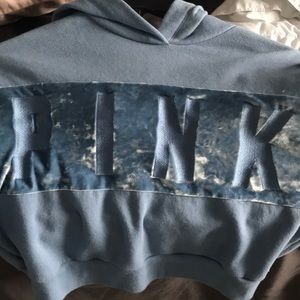 Blue PINK long sleeved crop top